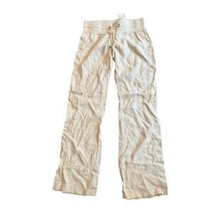 NWT Bebe Vintage Y2K Tan Cream Low Rise Tie Waist Cargo Wide Leg Flare Pants S